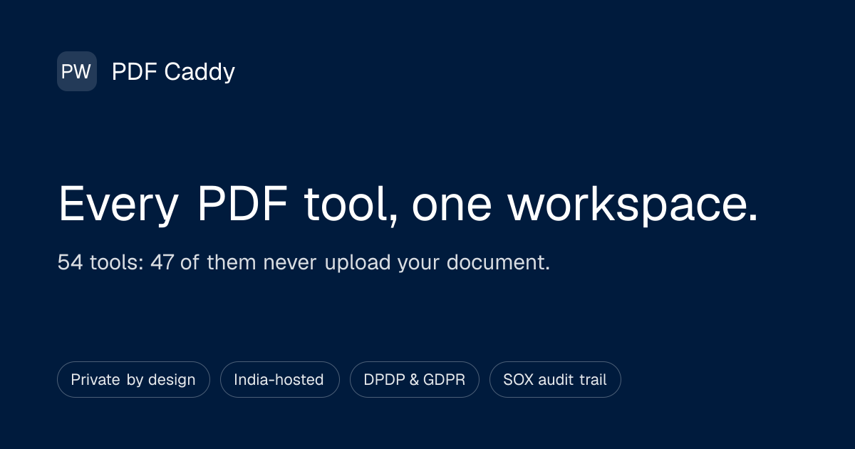 PDF Caddy: every PDF tool in one workspace
